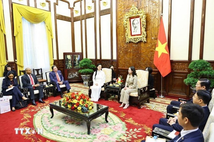 Phó Chủ tịch nước Võ Thị Ánh Xuân tiếp cô Amanda Nguyễn. Ảnh: TTXVN