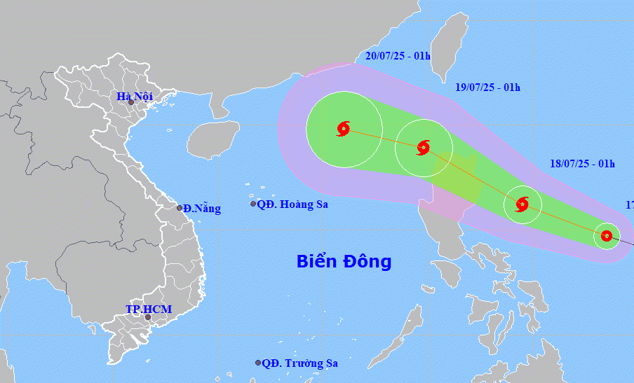 Dự báo đường đi của áp thấp nhiệt đới.