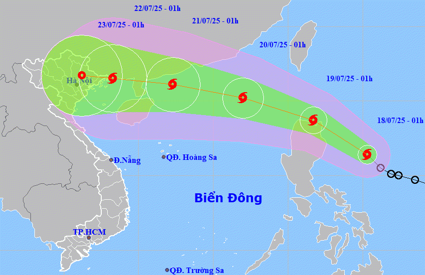 Dự báo về đường đi của bão WIPHA.