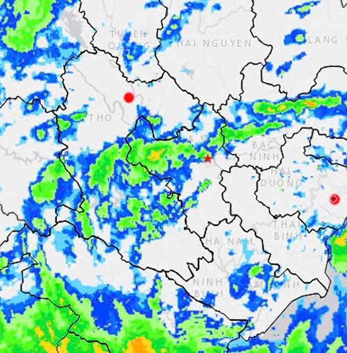 Ảnh vệ tinh hoàn lưu bão tại Hà Nội. Ảnh: Cục Khí tượng thuỷ văn