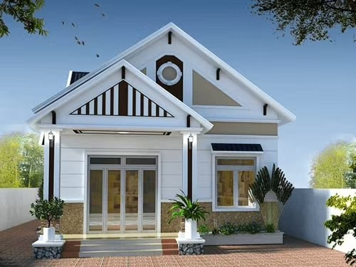 Các chi tiết khắc chạm hình học đơn giản như đường chéo, ô vuông, chữ nhật trên hệ thống mái, cửa sổ, ngôi nhà thực sự tạo nên vẻ đẹp ấn tượng, hiện đại. Ảnh: Xaynhadeponline