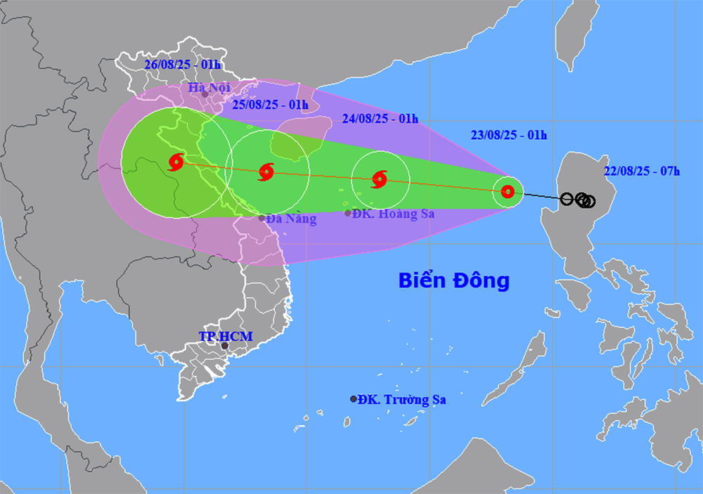 Vị trí, đường đi của áp thấp nhiệt đới sẽ mạnh lên thành bão số 5. Ảnh: nchmf.gov.vn