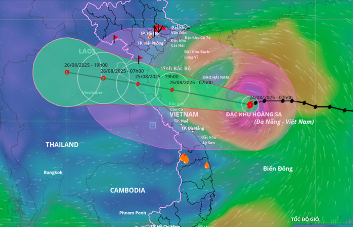 Dự báo bão số 5 có thể đổ bộ vào đất liền miền Trung vào ngày 25-8