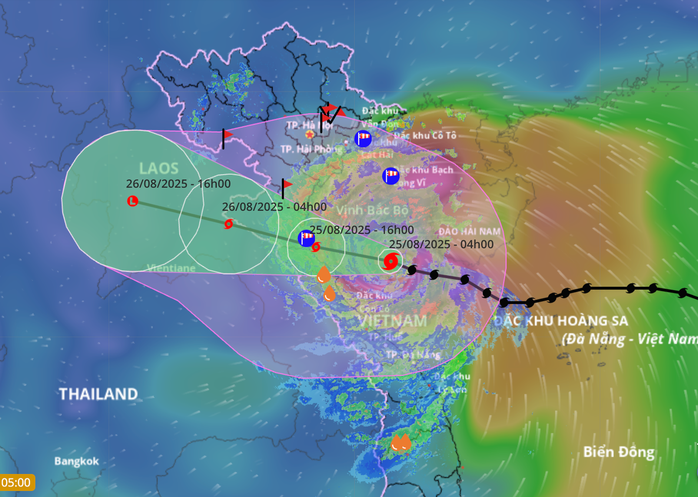 Bão đổ bộ đất liền nước ta trong chiều nay (25/8).