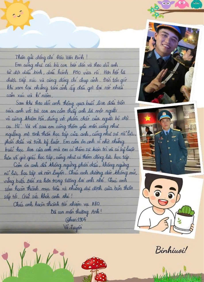 Những lá thư tay mà người dân dành cho thượng úy chuyên nghiệp Đào Văn Bình.