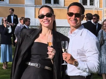 Hồ Ngọc Hà mặc 'cây' đen đi ăn cưới ở châu Âu