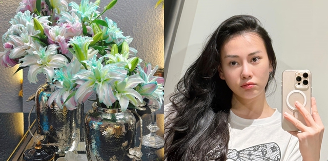 Mới đây, nữ diễn viên tiếp tục gây chú ý khi khoe góc decor trong nhà với loạt bình hoa thuộc bộ sưu tập White Orchid Vase của nhà thiết kế danh tiếng Michael Aram - món đồ trang trí được ví như biểu tượng hào môn trong thế giới nội thất.