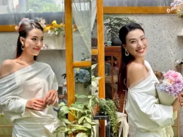 Á hậu Hoàng Oanh rạng rỡ, trẻ trung khi làm mẹ đơn thân