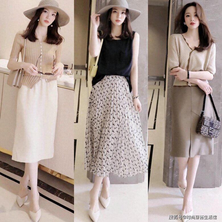 Áo len tăm màu cơ bản như đen, be, trắng,... kết hợp chân váy suông khéo léo che khuyết điểm, mang lại vẻ ấm áp và thanh lịch, giúp dáng người trông gọn gàng và cuốn hút hơn.