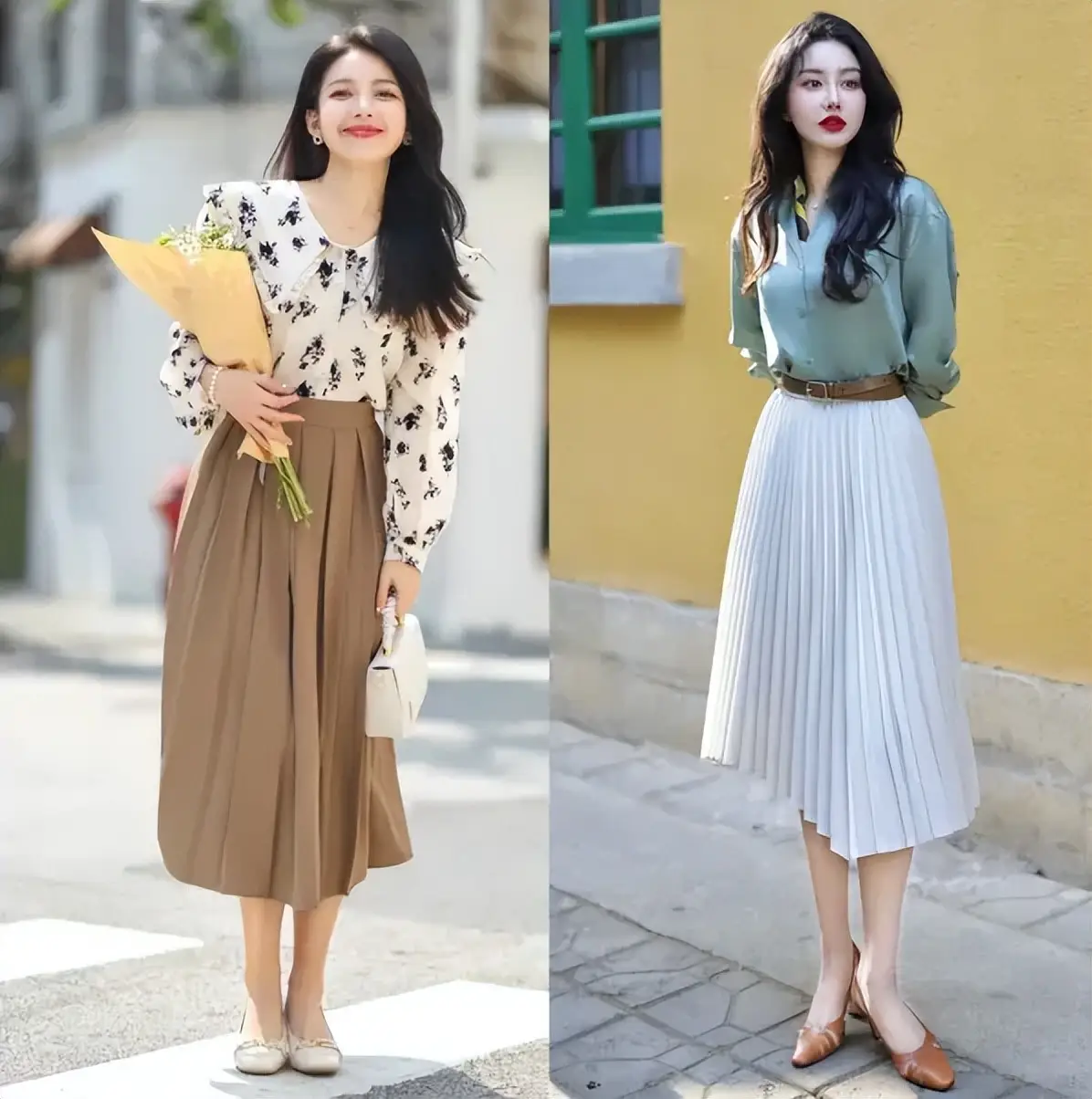 Vì bản thân chân váy xếp ly đã điệu đà, chị em không cần cầu kỳ trong việc phối đồ. Ưu tiên những gam màu trung tính như đen, be hay trắng để vừa dễ kết hợp, vừa giúp tổng thể trông thanh lịch, trẻ trung hơn vài tuổi.