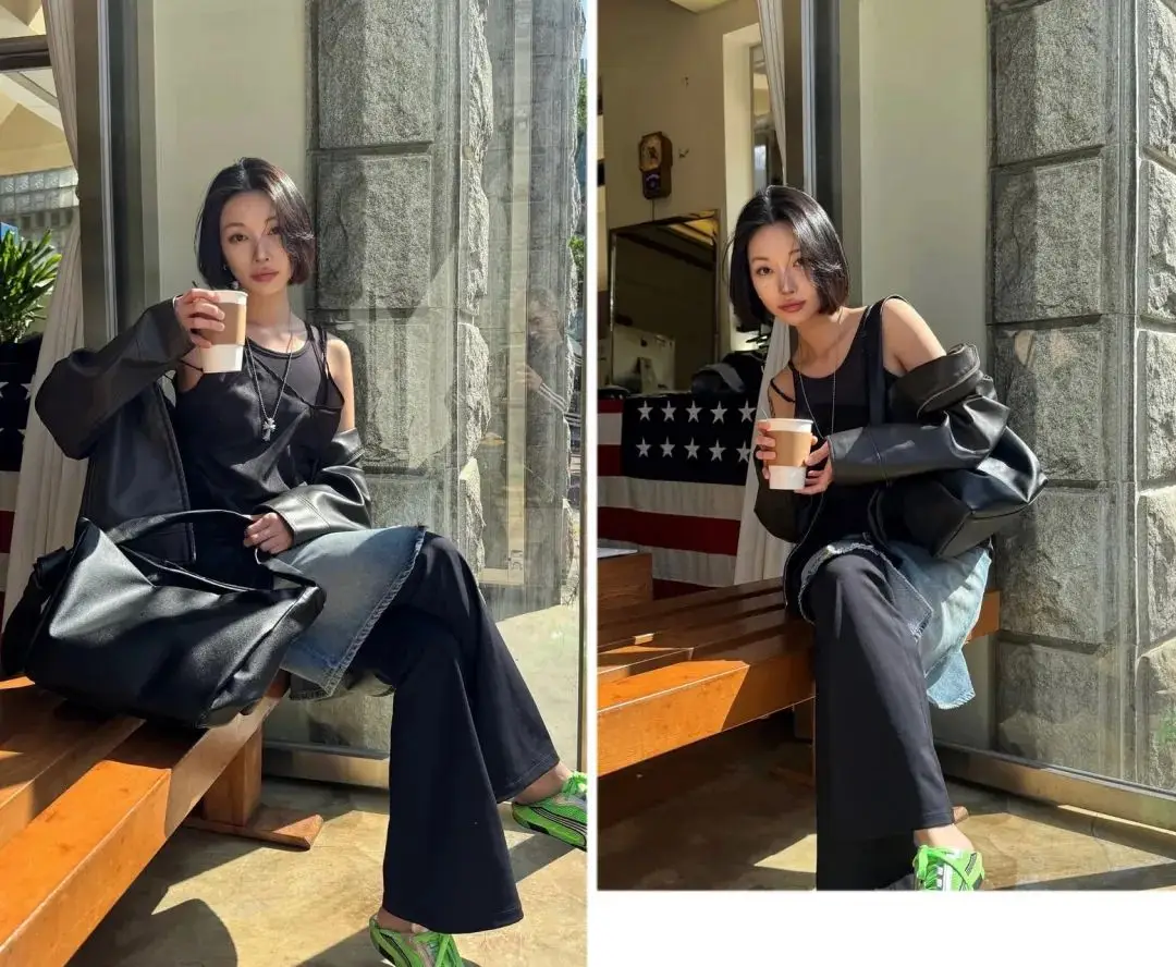 Nếu bạn muốn trông đẹp trai và ngầu hơn thì mặc áo khoác da với set đồ toàn màu đen là một gợi ý tuyệt vời. 