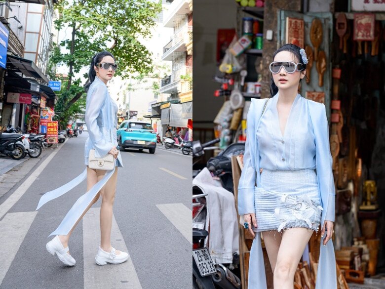Hoa hậu Đền Hùng Giáng My khiến người hâm mộ trầm trồ khi xuất hiện trên phố với gu thời trang trẻ trung, sành điệu chẳng kém fashionista trẻ tuổi.