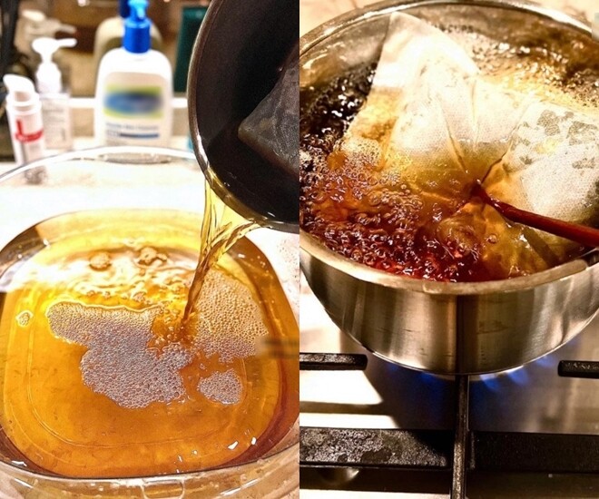 Cô gái áp dụng cách gội đầu bằng thảo dược để giảm rụng tóc, giúp tóc chắc khoẻ hơn theo kinh nghiệm của dân gian.