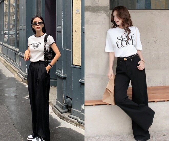 Một chiếc quần đen đơn giản có thể tạo nên set đồ vừa phóng khoáng, vừa năng động khi đi cùng áo phông. Với gam màu tối trung tính, bạn gần như không bao giờ phải lo lắng về việc “lệch tông” hay rối mắt khi mix cùng các món đồ khác.