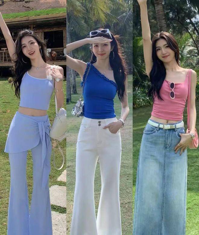 Một gợi ý dễ áp dụng cho mùa hè là phối áo crop top cùng quần hay váy cạp cao, bộ trang phục sẽ kéo dài đôi chân, mang đến hiệu ứng tôn dáng lý tưởng cho những nàng có vóc người nhỏ nhắn.