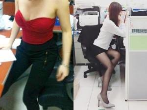 Gái xinh mặc táo bạo chốn công sở: Trên bó chặt vòng 1, dưới ngắn cũn hớ hênh khiến đồng nghiệp tức mắt cau mày