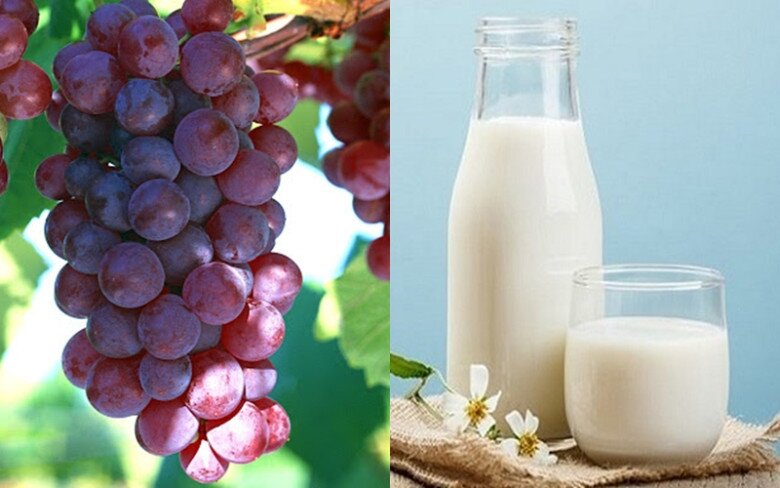 Nho và sữa tươi kết hợp cùng nhau giúp dưỡng da từ bên trong.