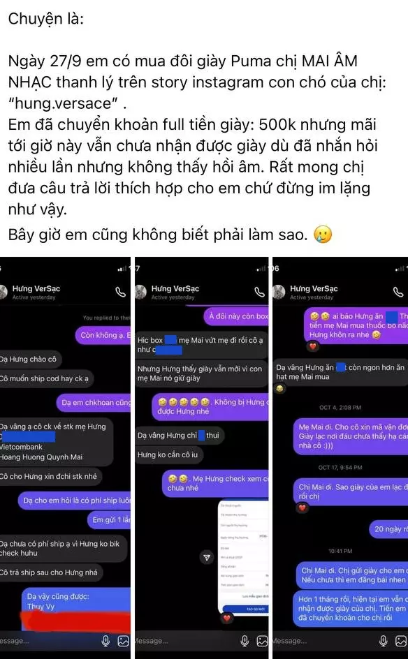 Bài tố của một cư dân mạng khi mua đồ của Mai Âm Nhạc nhưng đợi cả tháng trời không thấy hàng.