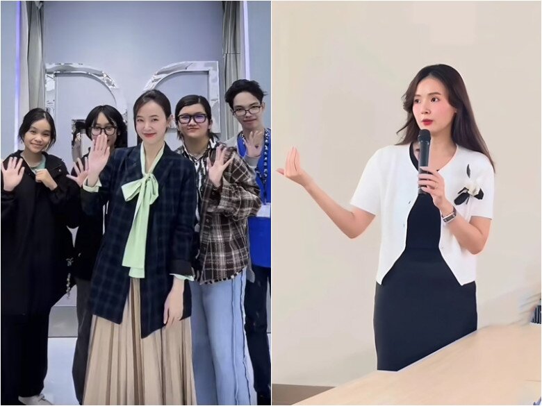 Midu chọn cách phối layer áo khoác với váy đơn giản bên trong giúp cô trông đầy đặn và có phong cách hơn.