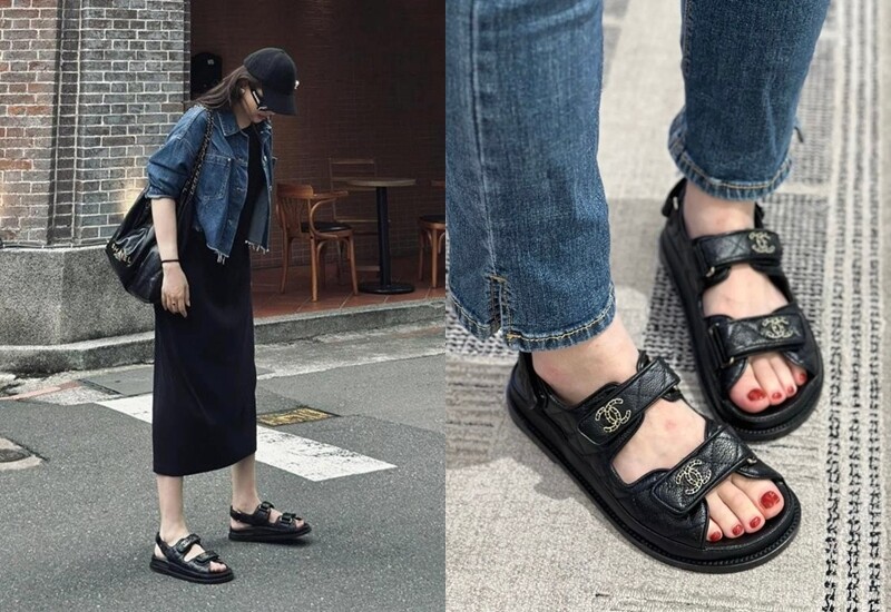 Thực tế, đôi “dép đi ruộng” đó chính là mẫu Chanel Dad Sandals Black Caviar, giá dao động từ 1.000 đến 2.000 USD. Rõ ràng, không phải nông dân nào cũng dám bỏ tiền mua.