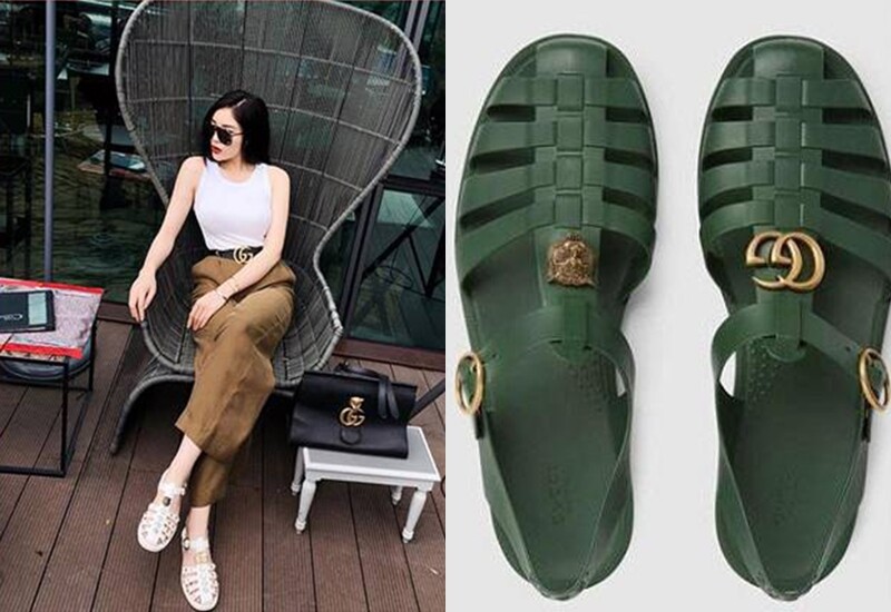 Kỳ Duyên cũng từng gây nhầm lẫn khi xuất hiện trong outfit trắng – nâu sang chảnh. Nhìn thoáng qua, nhiều người tưởng cô đang đi đôi dép rọ bình dân chưa đến 100.000 đồng.