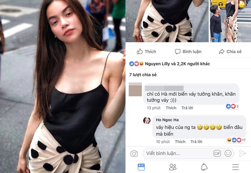 Trước bình luận của khán giả, Hà Hồ lên tiếng: “Đường đường là đồ hiệu của người ta lại bảo quấn khăn thành váy là thế nào”. Câu trả lời vừa hài hước vừa khẳng định đẳng cấp của cô.