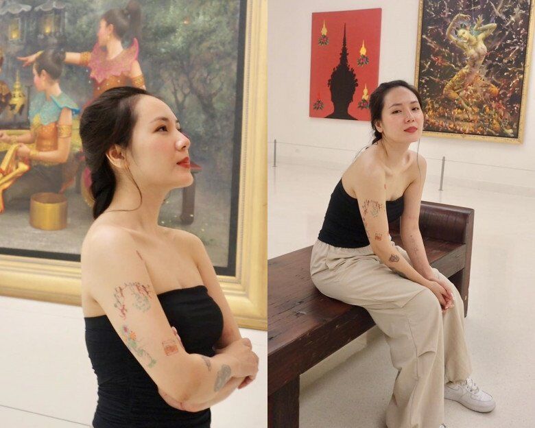 Phương Linh chuộng những công thức phối đồ tối giản, thường chỉ kết hợp tối đa hai món trang phục với hai tông màu chủ đạo, vừa thanh lịch vừa dễ ứng dụng.