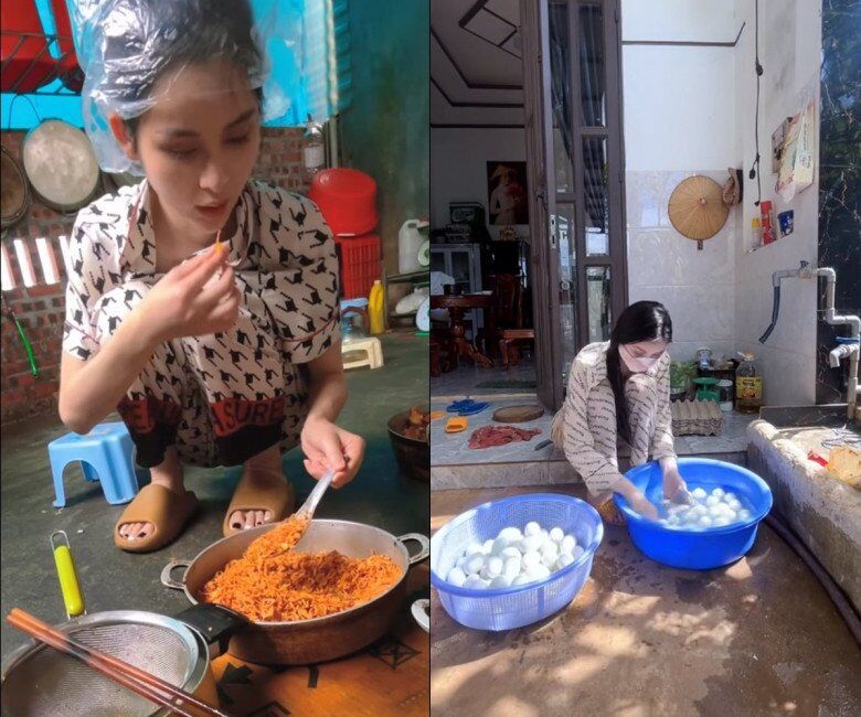 Trong nhiều video của người đẹp, cô chỉ mặc đồ ở nhà đơn giản để thuận tiện làm việc.