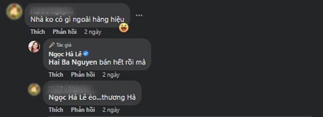Trước đây, có người hài hước cho rằng nhà Ngọc Hà không có gì ngoài hàng hiệu, nhưng cô đã nhanh chóng phản hồi rằng mình đã mang bán hết.