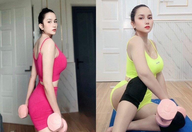Cô chăm chỉ tập luyện giữ dáng nên ngay cả khi làm mẹ vẫn có dáng nuột nà.