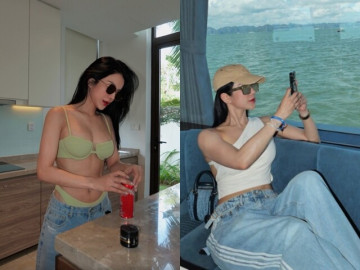 Thời trang đi biển gây sốt của bà mẹ 2 con Diệp Lâm Anh