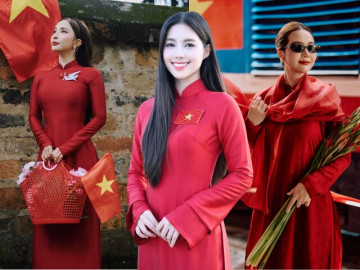Chưa đến Tết, áo dài đỏ đã chiếm sóng MXH, hội mỹ nhân Việt tuổi nào cũng nhiệt tình khoe sắc mừng Quốc khánh