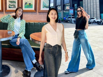 Hồng Diễm lên đồ hack tuổi với mẫu quần jeans dễ mặc hơn skinny jeans, chị em 40+ nên thử ngay