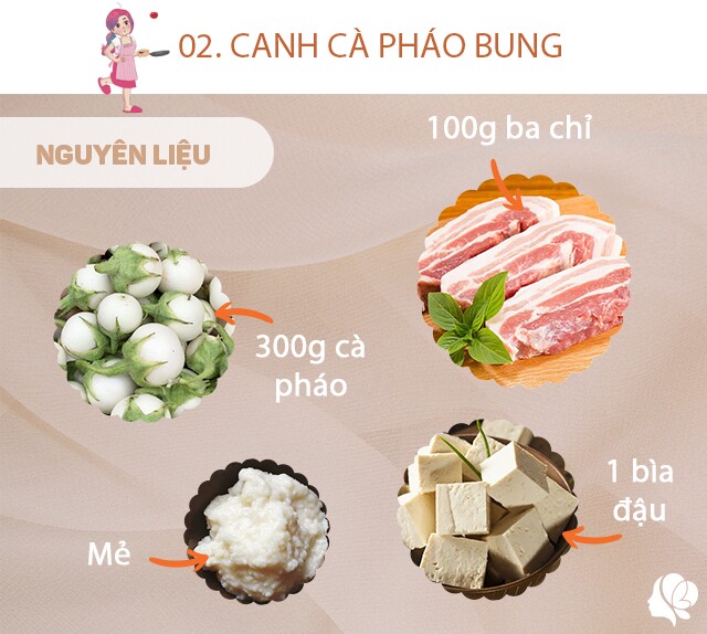 Chuẩn bị: Cà pháo tươi, mỡ lợn, 1 bìa đậu phụ nhỏ, 100g thịt ba chỉ, tỏi, mẻ, tía tô, hành lá, gia vị.