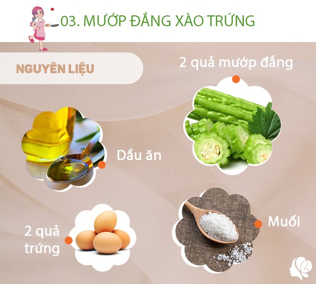 Chuẩn bị: 2 quả mướp đắng khoảng 300g, 1 quả trứng gà, dầu ăn vừa đủ, muối vừa đủ.