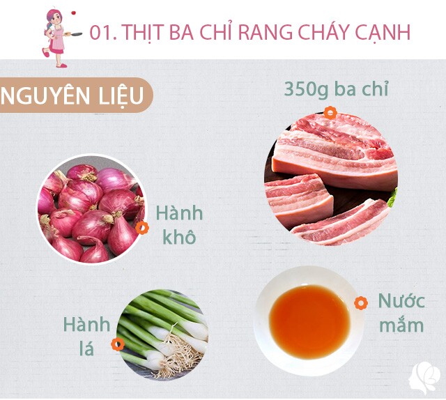 Chuẩn bị: 350g ba chỉ ngon, nước mắm ngon, 2 củ hành khô, vài nhánh hành lá, 1 quả ớt sừng (tùy ý), nước hàng (tùy ý), bột canh, hạt tiêu.