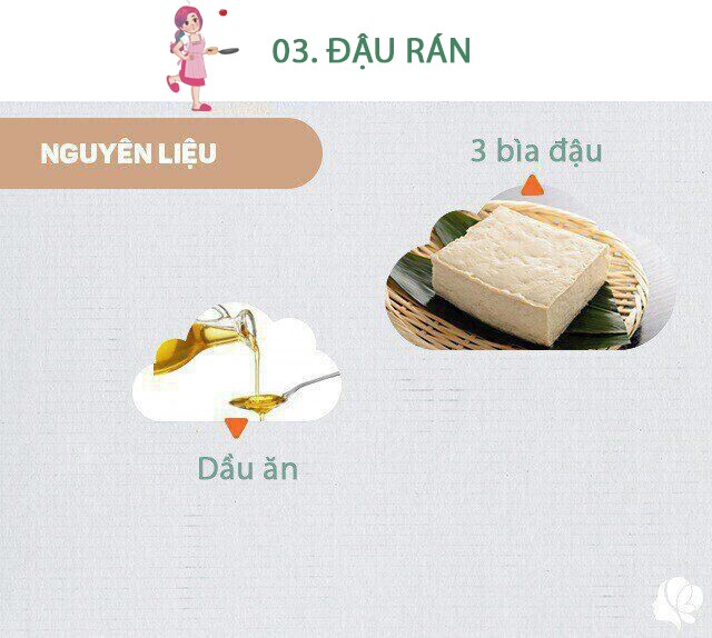 Chuẩn bị: 1 bìa đậu to hoặc 3 bìa đậu nhỏ, dầu ăn.