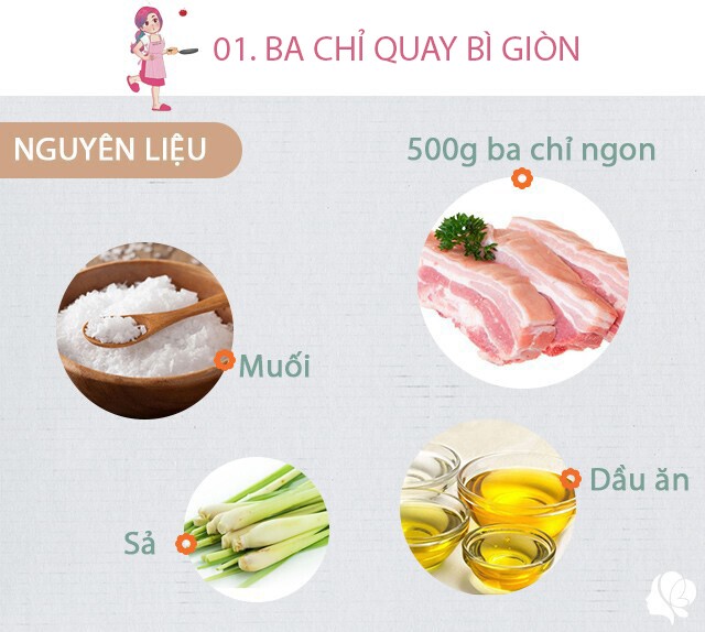 Chuẩn bị: - 1 miếng thịt ba chỉ ngon khoảng 500g - 1 nhánh sả đập dập - 1 củ hành tây; 3 muỗng canh muối; 1 miếng gừng thái lát vài lá chanh nếu có