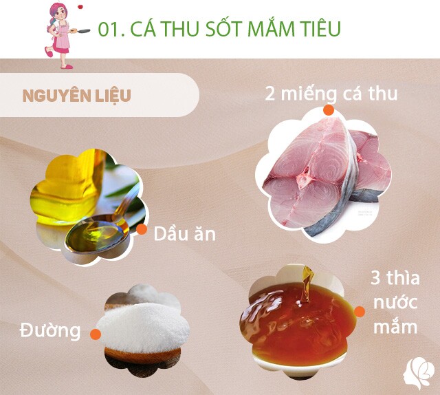 Chuẩn bị: 500g cá thu, nước mắm, dầu ăn, hạt tiêu, tiêu xanh, đường.