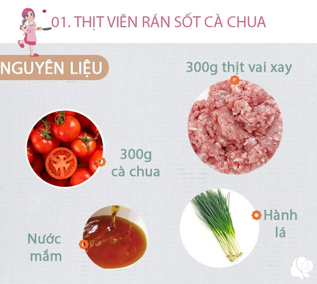 Chuẩn bị: 300g thịt vai xay, 300g cà chua, hành lá, nước mắm, hành khô, rau mùi, bột canh, dầu ăn.