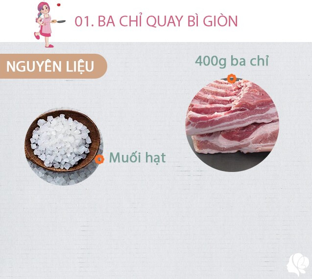 Nguyên liệu: - 1 tảng ba chỉ 400g - 1 bát muối hạt to