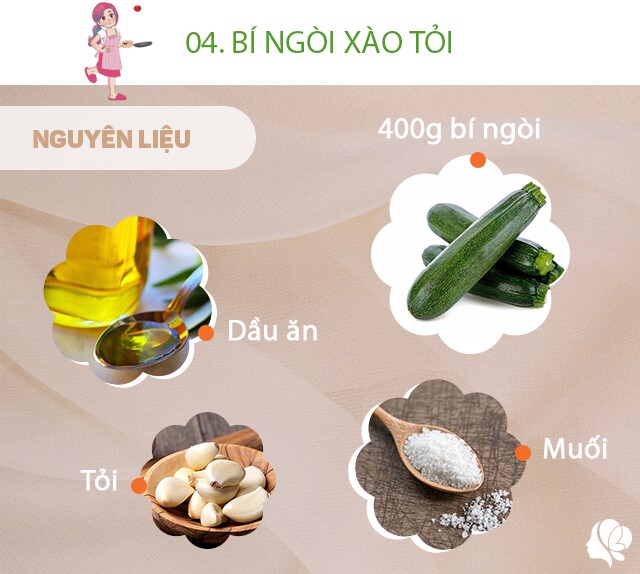 Chuẩn bị: 400g bí ngòi, dầu ăn, muối, tỏi.