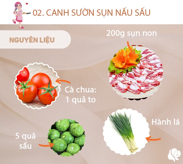 Chuẩn bị: 200g sụn non của lợn, 1 quả cà chua, 5 quả sấu, hành khô, hành lá, muối, xíu dầu ăn.
