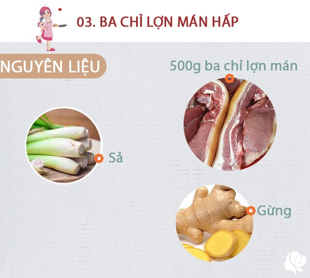Chuẩn bị: 500g thịt ba chỉ lợn mán, sả, gừng.