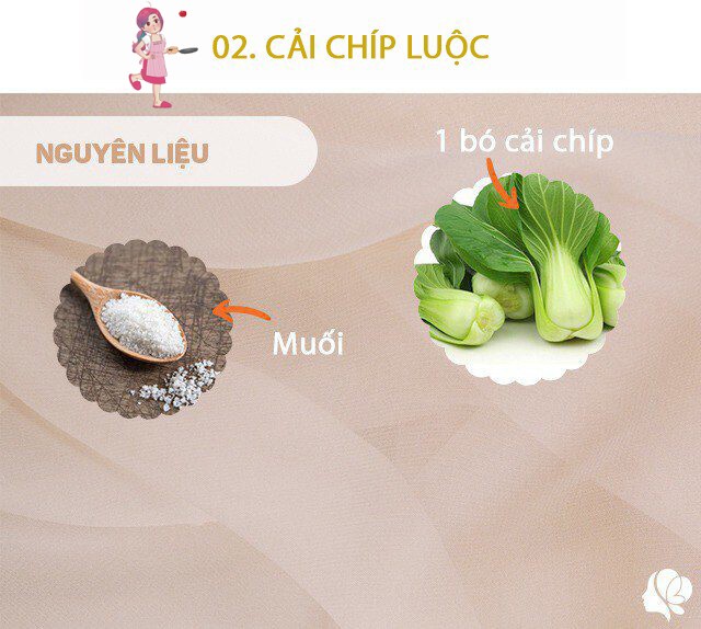 Chuẩn bị: 1 bó cải chíp, 1 nhúm muối.