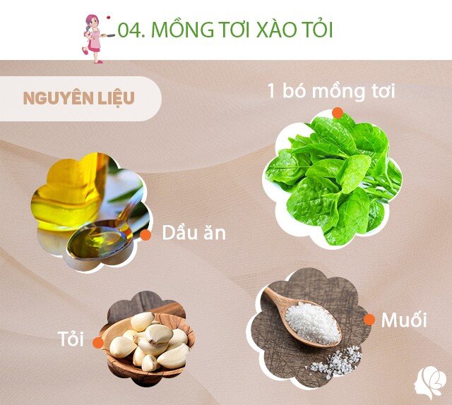 Chuẩn bị: 1 bó mồng tơi, tỏi, dầu ăn, muối.