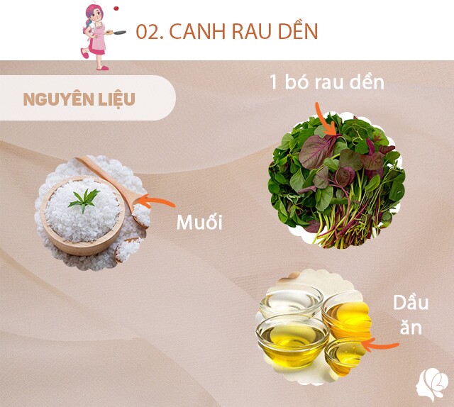 Chuẩn bị: 1 bó rau dền, muối vừa ăn, 1 muỗng cà phê dầu ăn.