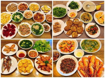 Gần 30 mâm cơm của mẹ đảm ngập món ngon, Á Âu đủ cả, dù trời nắng hay ngày mưa đều thích hợp