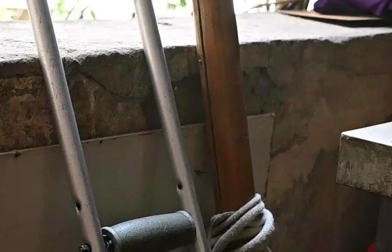 Cây gậy của ông Li và nạng của bà Tao. 