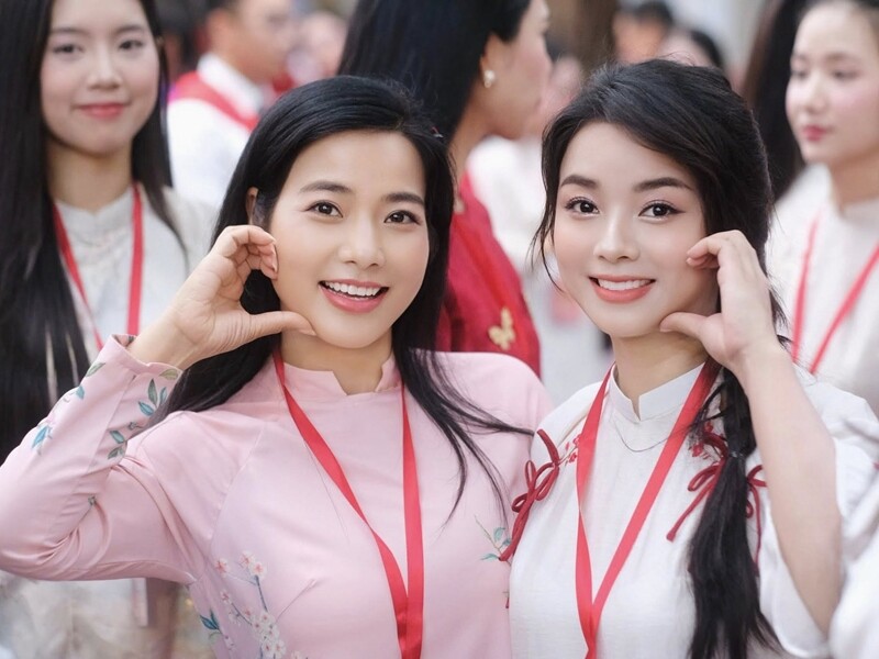 Trong những ngày tham gia nhiệm vụ A80, 2 cô gái này đã thu hút sự chú ý trong dàn nghệ sĩ diễu hành vì vẻ ngoài xinh đẹp, duyên dáng và giống nhau như lột. 
